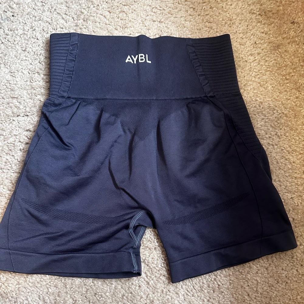 AYBL Navy Blue workout shorts.